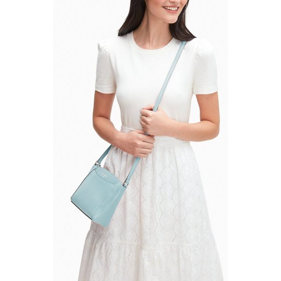 New Kate Spade Monica Pebbled Leather Crossbody Blue Glow - Picture 2 of 4